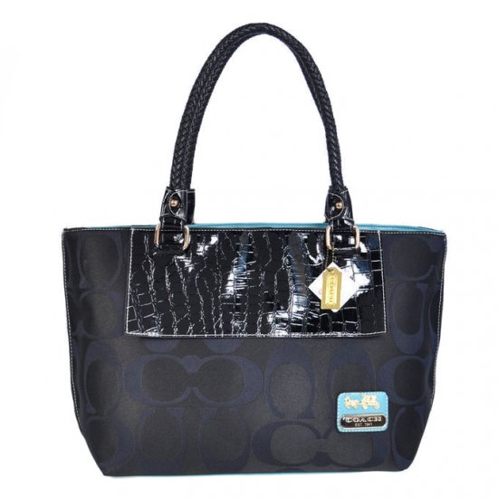 Coach Embossed In Signature Medium Black Totes BMS | Coach Outlet Canada